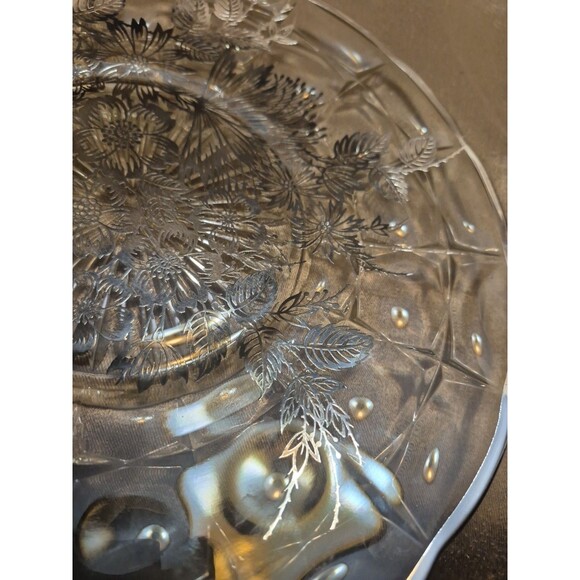Vintage Silver City Glass Silver Overlay Rased 11" Round Platter - Picture 7 of 11